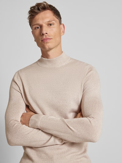 Christian Berg Men Gebreide pullover met turtleneck Zand gemêleerd - 3