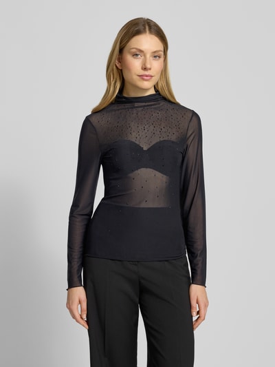 Marc Cain Shirt met lange mouwen van transparant materiaal Zwart - 4