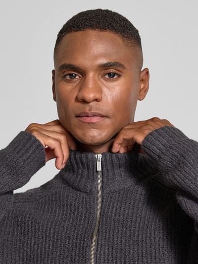 JAKE*S STUDIO MEN Gebreide pullover met opstaande kraag Antraciet - 3