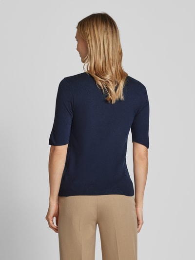 More & More Gebreid shirt van viscosemix met cut-out Marineblauw - 5