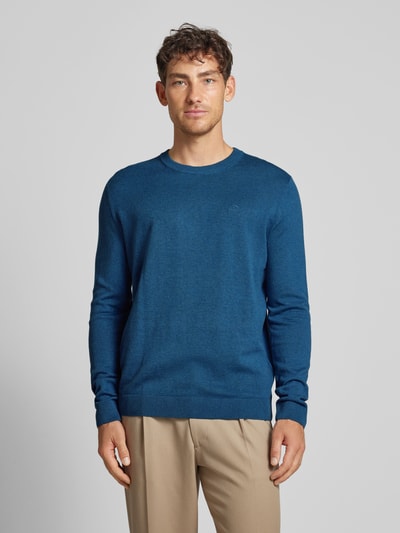 Tom Tailor Gebreide pullover met labelstitching, model 'BASIC' Petrol - 4