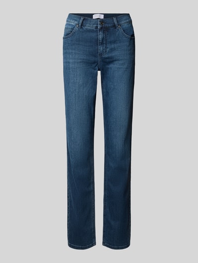 Produktfoto, blaue Slim Fit Jeans aus Baumwoll-Mix Modell 'CICI' von ANGELS, glatte Textur, gerade Form, Damen Slim Fit Jeans
