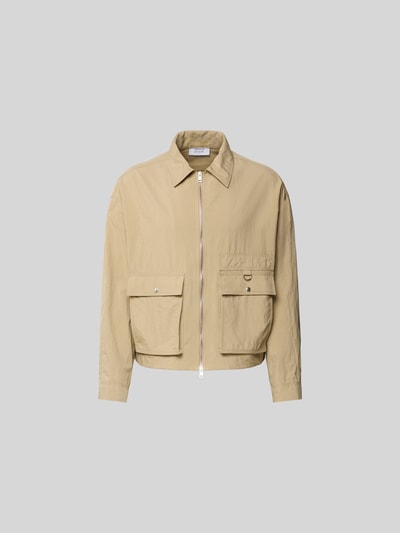 Produktfoto, Regular Fit Jacke mit Umlegekragen von Lauren Ralph Lauren in Beige mit AufgesetzteTaschen, Zweiwege-Reißverschluss, Sportmanschetten