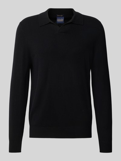 Produktfoto, sweter wełniany 'Wollpullover mit Kaschmir-Anteil' von Christian Berg, czarny, mieszanka wełny z domieszką kaszmiru, prosty krój, elastyczne wykończenia, dekolt w serek, długość tyłu w rozmiarze M: 74 cm, długość rękawów: 74 cm