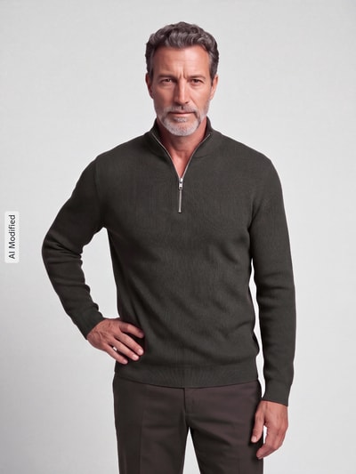 ONLY & SONS Regular Fit Troyer aus Baumwoll-Mix Modell 'PHIL' Schlamm 4