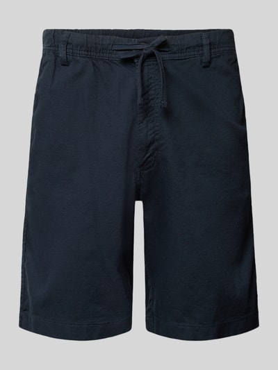 Produktfoto, Shorts mit Tunnelzug Modell 'JAIDEN' von Jack & Jones aus dunkelblauem Baumwoll-Leinen-Mix, Regular-Fit, glatte Struktur