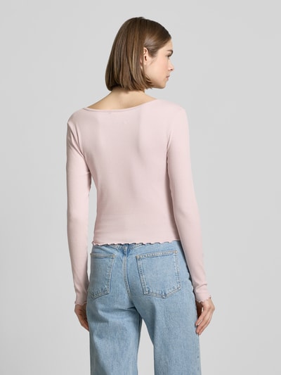 Only Slim Fit Langarmshirt aus Baumwoll-Mix mit Frill-Abschlüssen Modell 'BETTY' Rosa 5