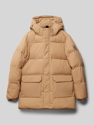 Tommy Hilfiger Teens Kurtka pikowana z kapturem Camel 1