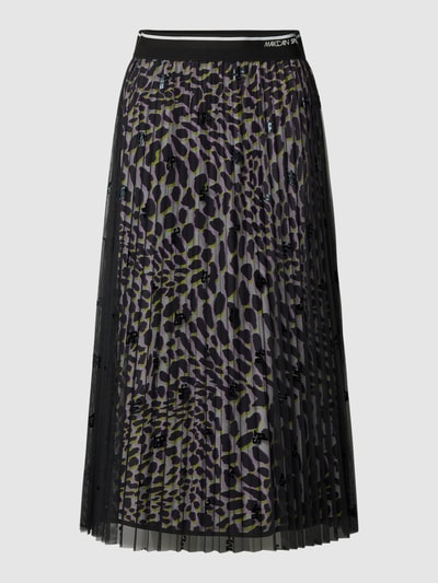 Marc Cain Midirok met label- en dierenprint Zwart - 2