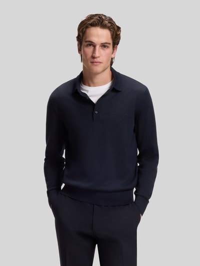 BOSS Regular Fit Poloshirt aus reiner Wolle Modell 'Lancione' Marine 4
