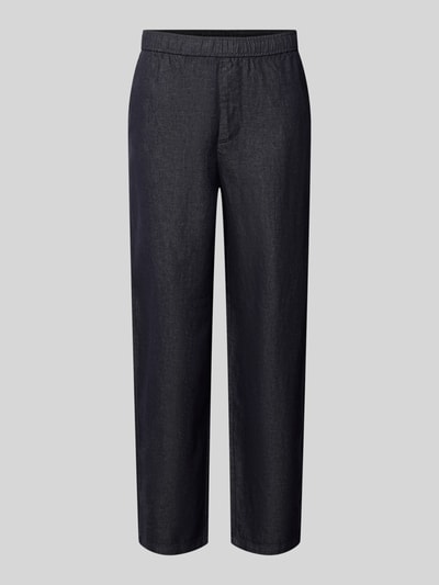 Selected Homme Barrel Fit Hose aus Baumwoll-Leinen-Mix Modell 'BARREL HARVEY' Marine 1