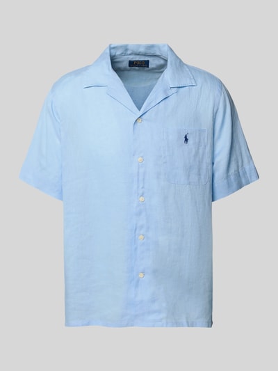 Polo Ralph Lauren Custom Fit Leinenhemd mit Resortkragen Hellblau 2