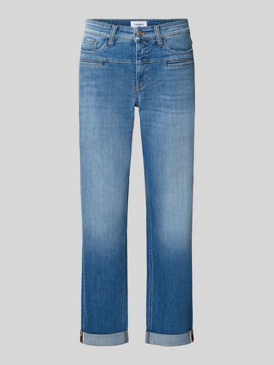 Produktfoto, blaue Slim Fit Jeans aus Baumwoll-Mix Modell 'PEARLIE' von CAMBIO, dezente Waschung, glatte Textur, Damen Slim Fit Jeans von CAMBIO