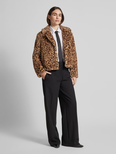 Vero Moda Cropped Kunstpelzjacke mit Animal-Print Modell 'LISSY' Schoko 1