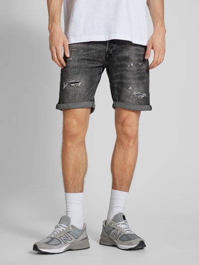 Jack & Jones Regular Fit Jeansshorts im Used-Look Anthrazit 4