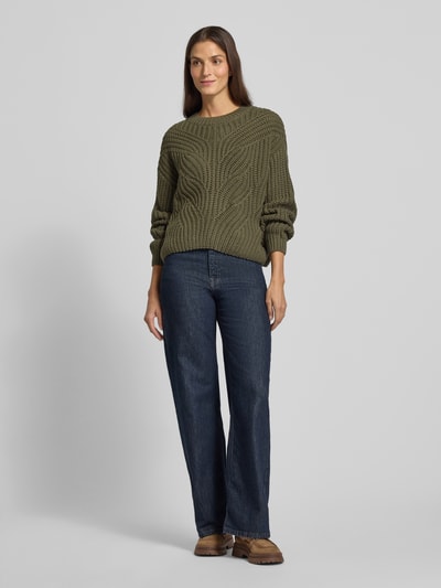 Apricot Strickpullover mit Rundhalsausschnitt Khaki 1