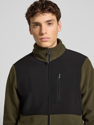 Blend Fleecejack met ritszakken, model 'MARIO' Olijfgroen - 3
