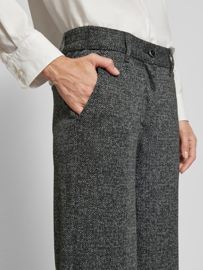 Fynch-Hatton Wide leg stoffen broek met deelnaden, model 'SALT AND PEPPE' Zwart - 3