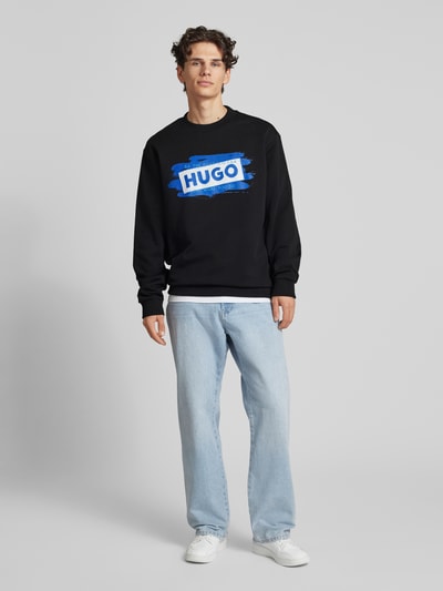 Hugo Blue Sweatshirt mit Label-Print Modell 'Nabluey' Black 1