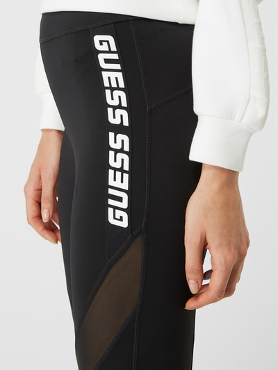 Guess Activewear Legginsy ze wstawkami z siateczki Czarny 3