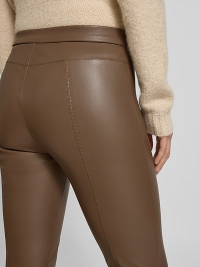 Raffaello Rossi Skinny fit broek in leerlook, model 'RESA' Lichtbruin - 3