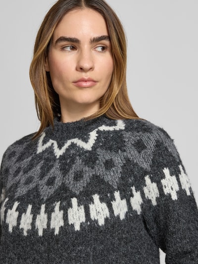 Christian Berg Woman Strickpullover mit gerippten Abschlüssen Anthrazit Melange 3