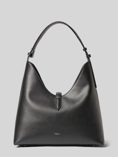 Productfoto, Handtasche aus echtem Leder Modell 'GOCCIA' van FURLA in zwart, glad leer, Hoofdvak met magneetsluiting, verstelbare schouderband, Binnenvak met ritssluiting, Breedte 24 cm, Lengte 31 cm, Diepte 17 cm, bandlengte 42 cm