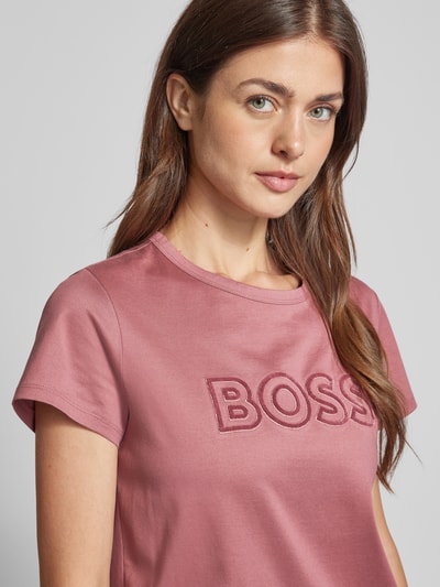 BOSS T-shirt met labelstitching, model 'Eventsa' Oudroze - 3