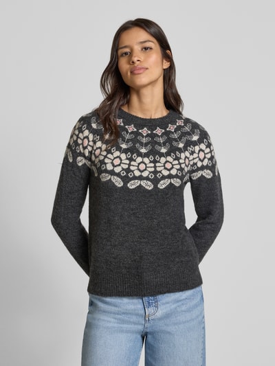 Vero Moda Regular fit gebreide pullover met wol, modell 'SIMONE' Antraciet - 4