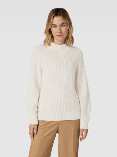 Tom Tailor Gebreide pullover met lanawol en ribstructuur Offwhite - 4