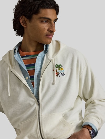 Polo Ralph Lauren Regular Fit Sweatjacke aus Baumwoll-Mix mit Rücken-Print Weiss 3
