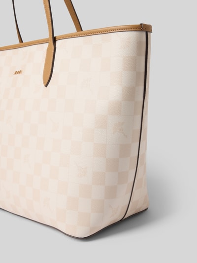 Produktfoto, Shopper mit herausnehmbarer Innentasche Modell 'Lara' von JOOP!, creme-beige Karomuster, glatte Textur, Logo-Applikation, Hauptfach mit Reißverschluss, schmale Trageriemen, Breite 48 cm, Länge 30 cm, Tiefe 17 cm, Schulterriemen 57 cm
