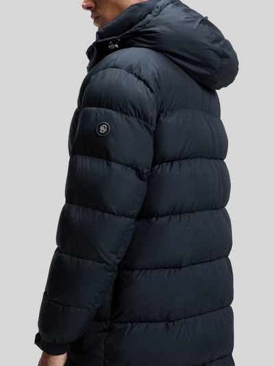 BOSS Regular fit gewatteerde mantel met capuchon Marineblauw - 5