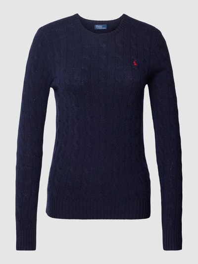 Polo Ralph Lauren Gebreide pullover met kabelpatroon, model 'JULIANNA' Marineblauw - 2