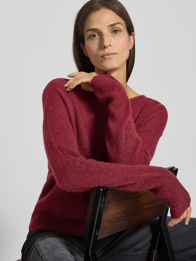 Brax Sweter z dzianiny z prążkowanymi wykończeniami model ‘LISA’ Bordowy 3