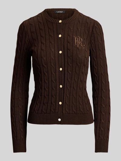 Lauren Ralph Lauren Slim Fit Strickjacke aus Baumwoll-Viskose-Mix Dunkelbraun 2