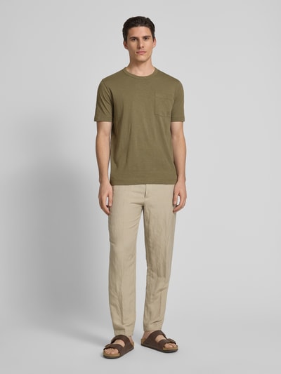 Marc O'Polo Regular Fit T-Shirt aus weichem Slub Jersey Oliv 1