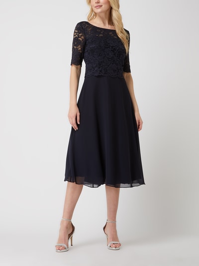 Christian Berg Cocktail Cocktailkleid aus Spitze und Chiffon  Marine Melange 1