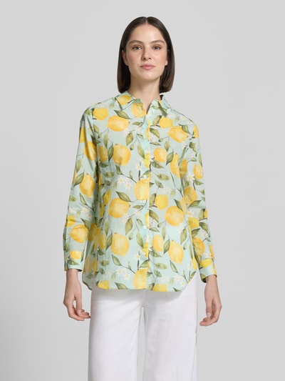 Oui Regular Fit Bluse im Allover-Look Mint 4
