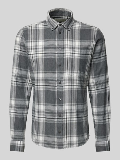 Casual Friday Slim Fit Freizeithemd mit Button-Down-Kragen Modell 'Anton' Mittelgrau 1