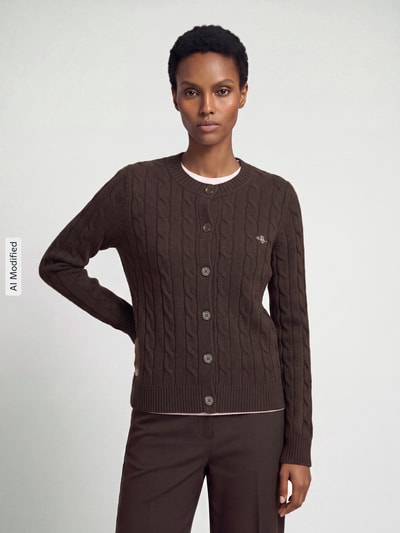GANT Strickjacke aus Wolle mit Logo-Detail Dunkelbraun 4