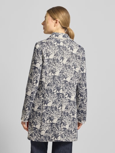 White Label slim fit blazer in allover-look met klepzakken Marineblauw - 5