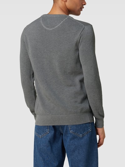 Gant Gebreide pullover met labelstitching Donkergrijs gemêleerd - 5