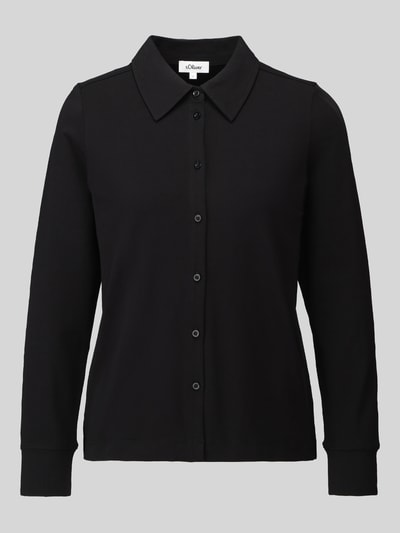 Produktfoto, Relaxed Fit Langarmbluse aus Baumwoll-Mix von s.Oliver RED LABEL in Schwarz, glatte Oberfläche, klassische Knopfleiste, neutraler Hintergrund