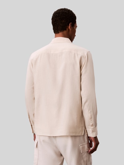 CK Calvin Klein regular fit vrijetijdsoverhemd van linnenmix Beige - 5