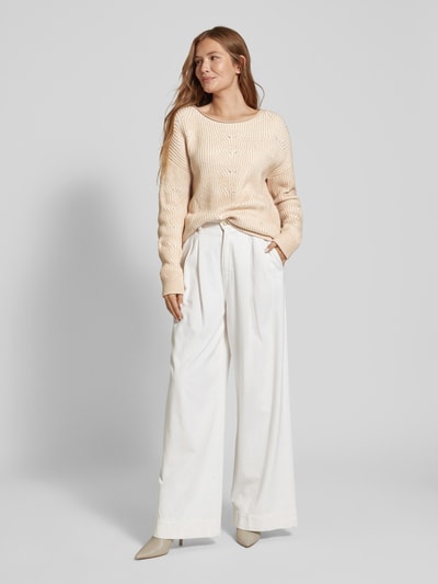 Brax Gebreide pullover met boothals, model 'LESLY' Offwhite - 1