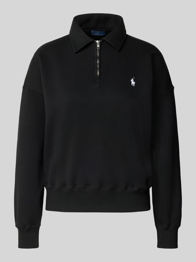 Produktfoto, czarny Regular Fit Troyer aus Baumwoll-Mix von Polo Ralph Lauren, gładka tekstura, damska bluza, bez osób