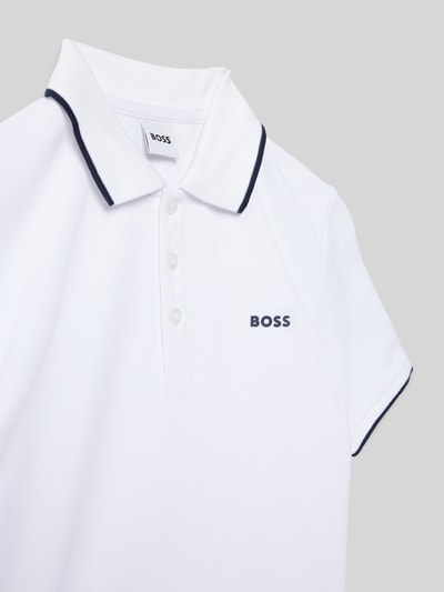 Boss Koszulka polo z detalem z logo Biały 2