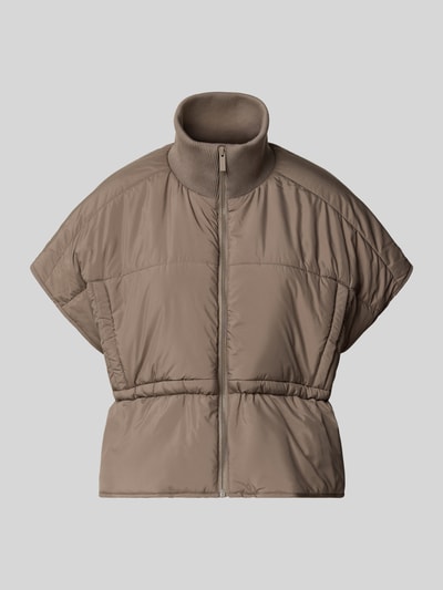 Produktfoto, Steppweste mit Stehkragen Modell 'Vanjah' von someday, Relaxed Fit, beige, glatte Oberfläche, sichtbarer Reißverschluss.