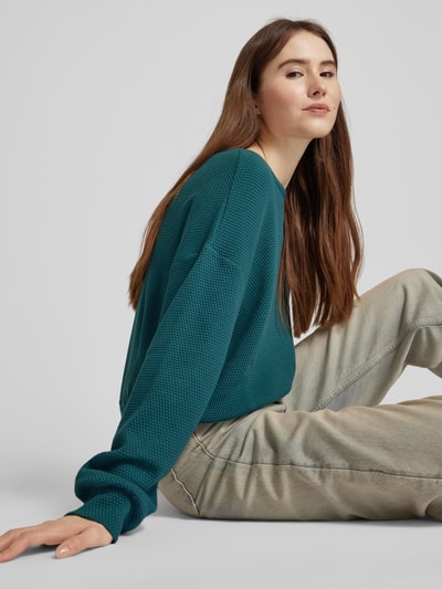 QS Oversized Sweatshirt mit Strukturmuster Modell 'Bubble' Petrol 3